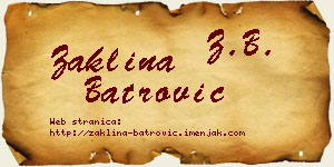 Žaklina Batrović vizit kartica